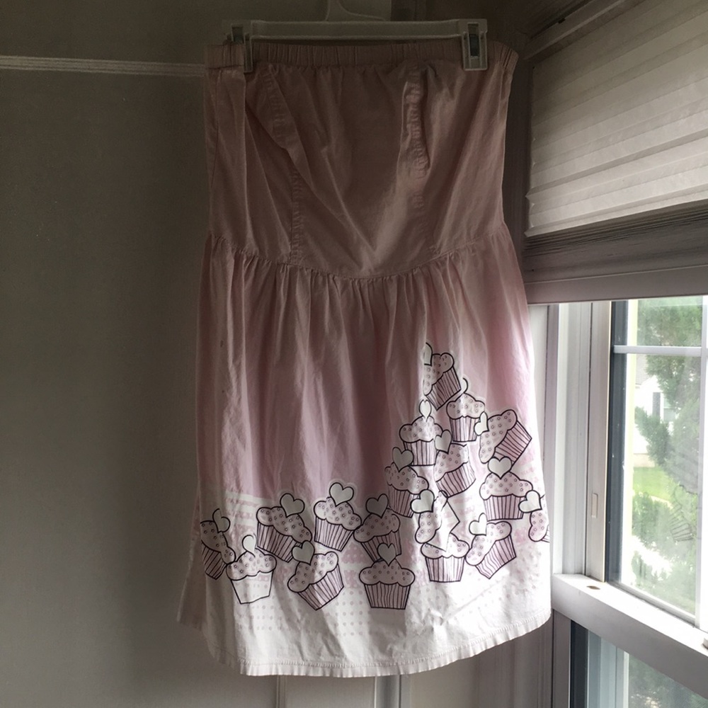 Vintage Hot Topic Cupcake Pattern Strapless Dress